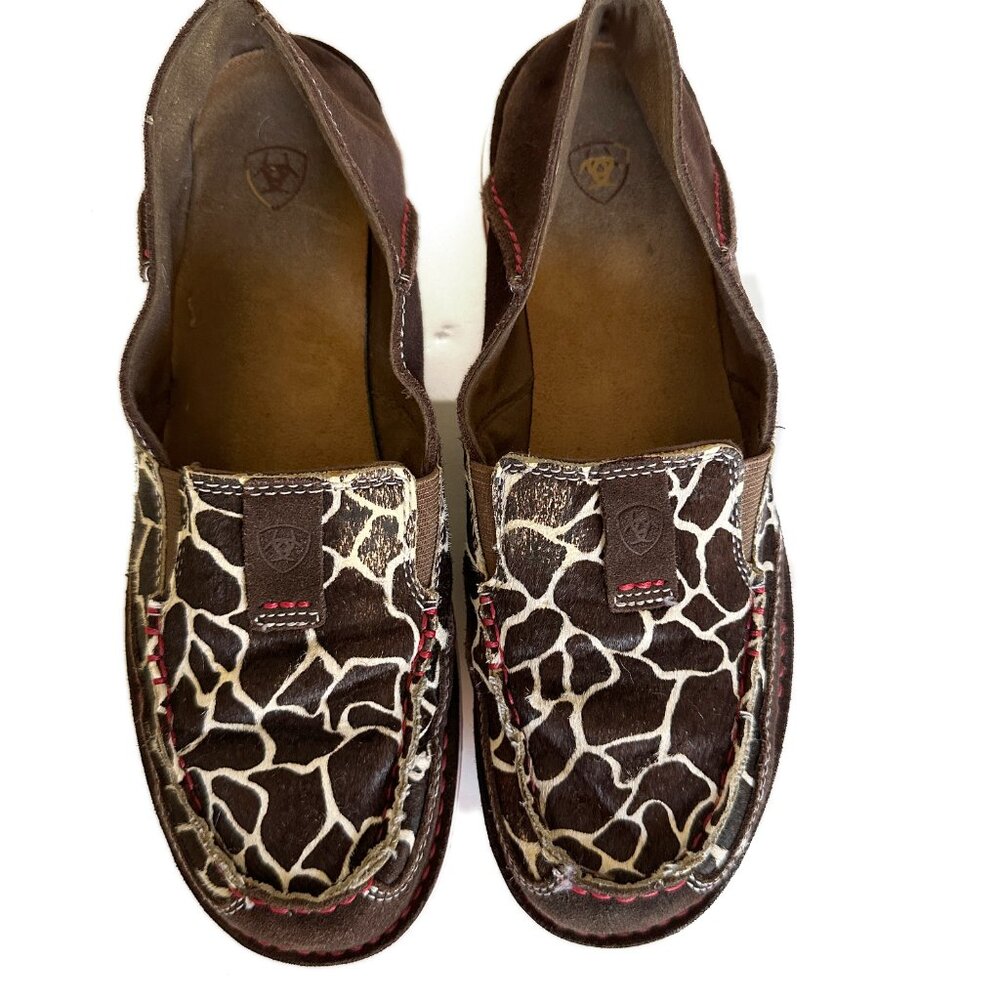 Ariat Cruiser Chocolate Chip Suede Giraffe Slip On Loafer Shoes Women's Sz 9.5B - Picture 2 of 8